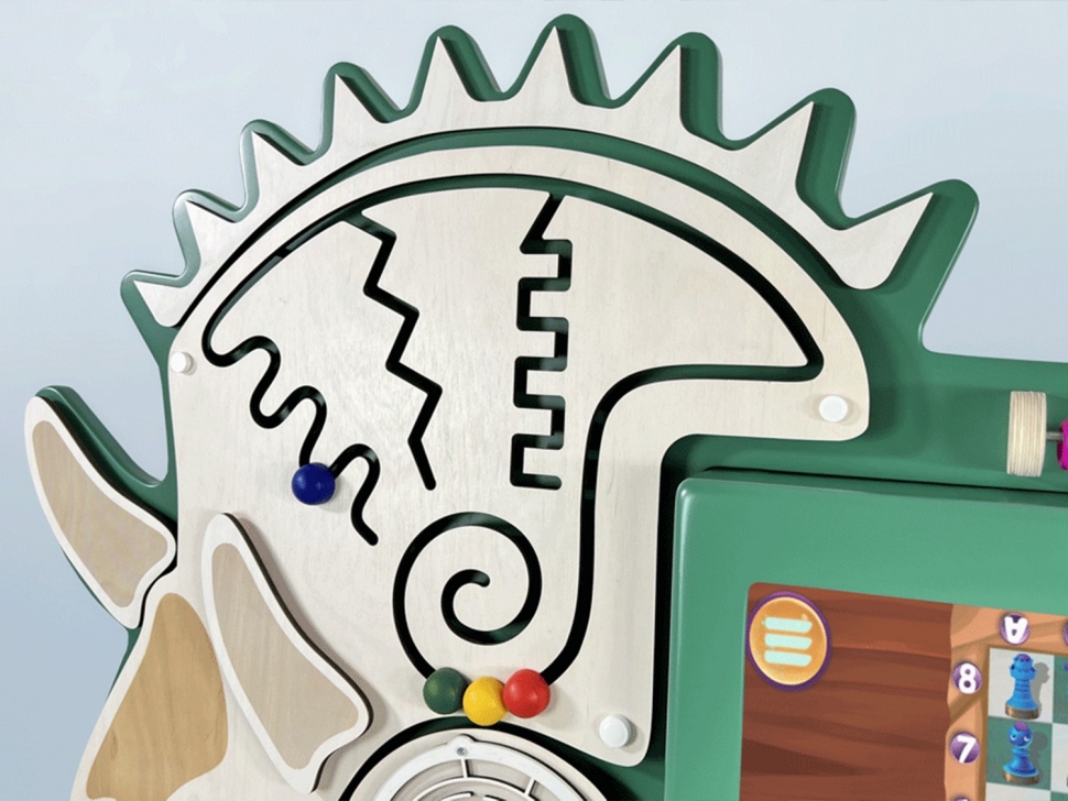 картинка Интерактивный бизиборд «Динозавр Визи» от магазина снабжение школ