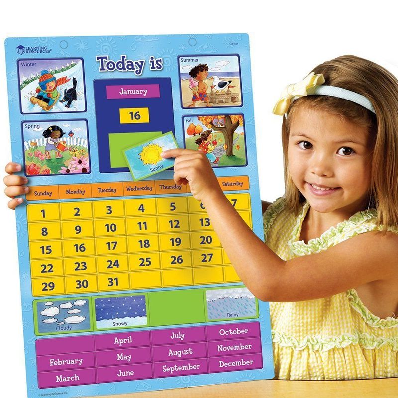 картинка Развивающая игрушка "Календарь обучающий  магнитный" (демонстрационный материал, англ.яз.) от магазина снабжение школ