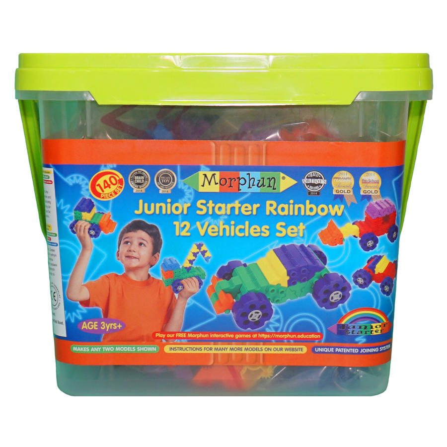 картинка Morphun Junior Starter Rainbow 12 Vehicle Set «Машины Радуга» от магазина снабжение школ