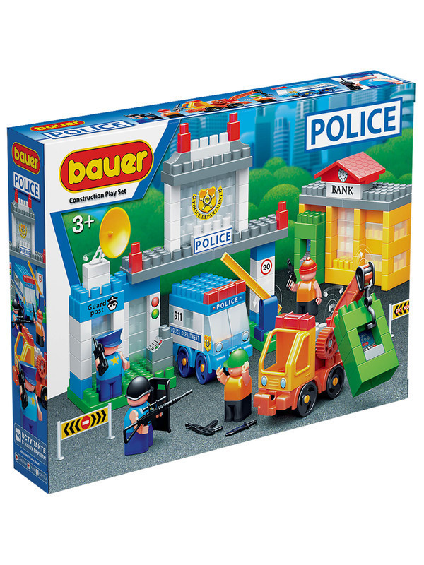 картинка Детский развивающий конструктор Bauer "Полиция" Набор Ограбление банка от магазина снабжение школ