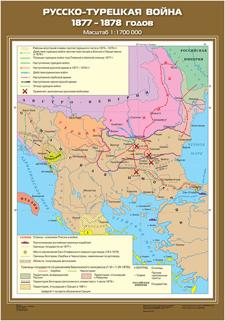 Русско турецкая война 1877 1878 контурная карта 9 класс готовая