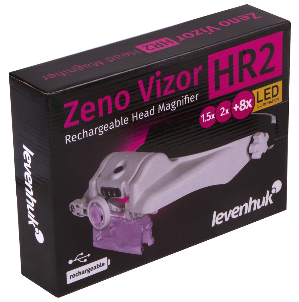картинка Лупа налобная с аккумулятором Levenhuk Zeno Vizor HR2 от магазина снабжение школ