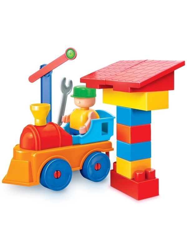 картинка Детский развивающий конструктор Bauer Железная дорога. Блокмен на ж/д переезде от магазина снабжение школ