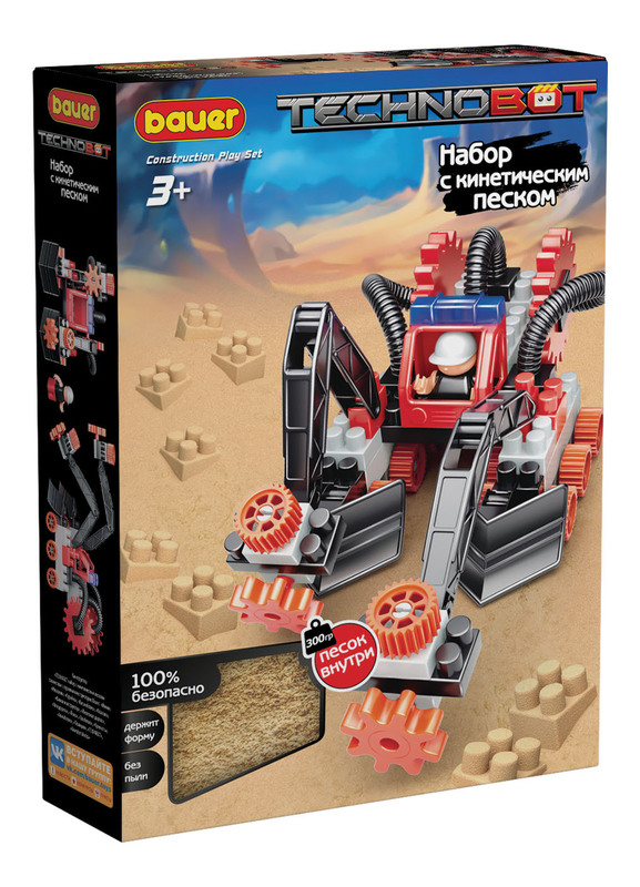 картинка Детский развивающий конструктор Bauer Набор с кинетическим песком, роботом и пилотом в коробке "Technobot" 3+ Красный от магазина снабжение школ